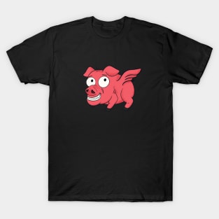 Pig Wings Retro Cartoon Funny Flying Piglet BBQ T-Shirt